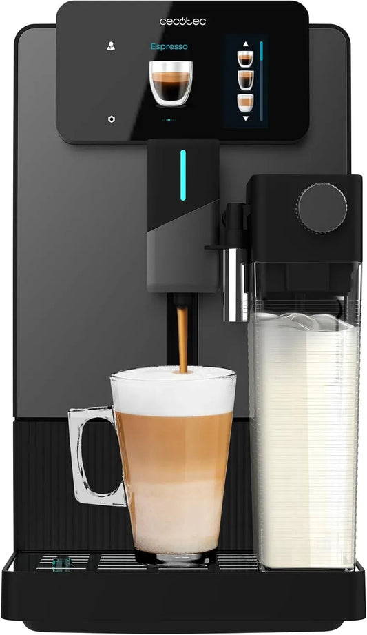 Cecotec 19Bars Cafetière électrique, 1,1 L, tactile, Eau 1,1L et 400ml Lait, 12 Boissons, 4 Profils, Écran TFT