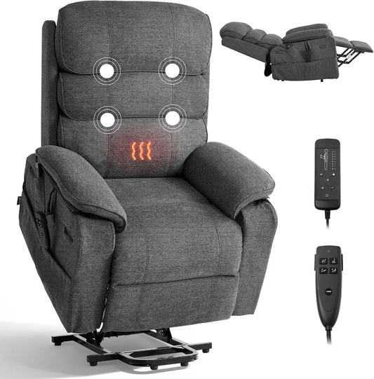 VEVOR Fauteuil, Moteur, fonction chauffante, gris, pour Personnes Âgées